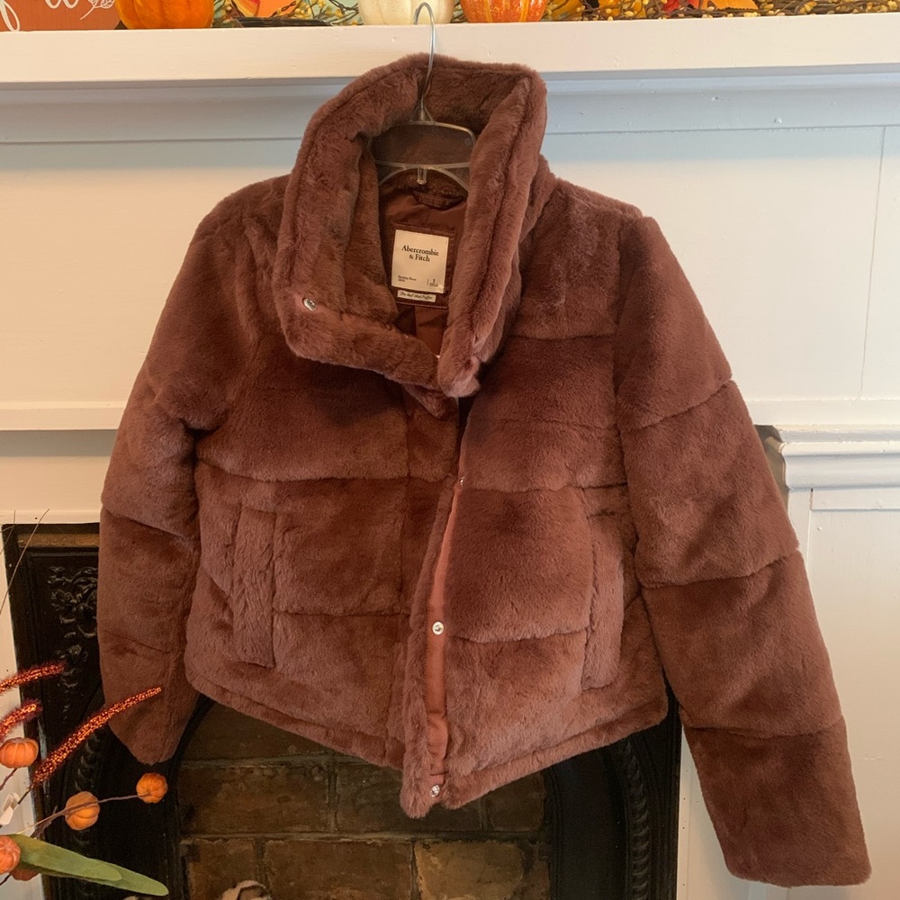 Brown Fur Abercrombie Puffer Jacket